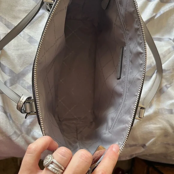 Michael Kors Metallic Silver and Cream Tote - Picture 4 of 4